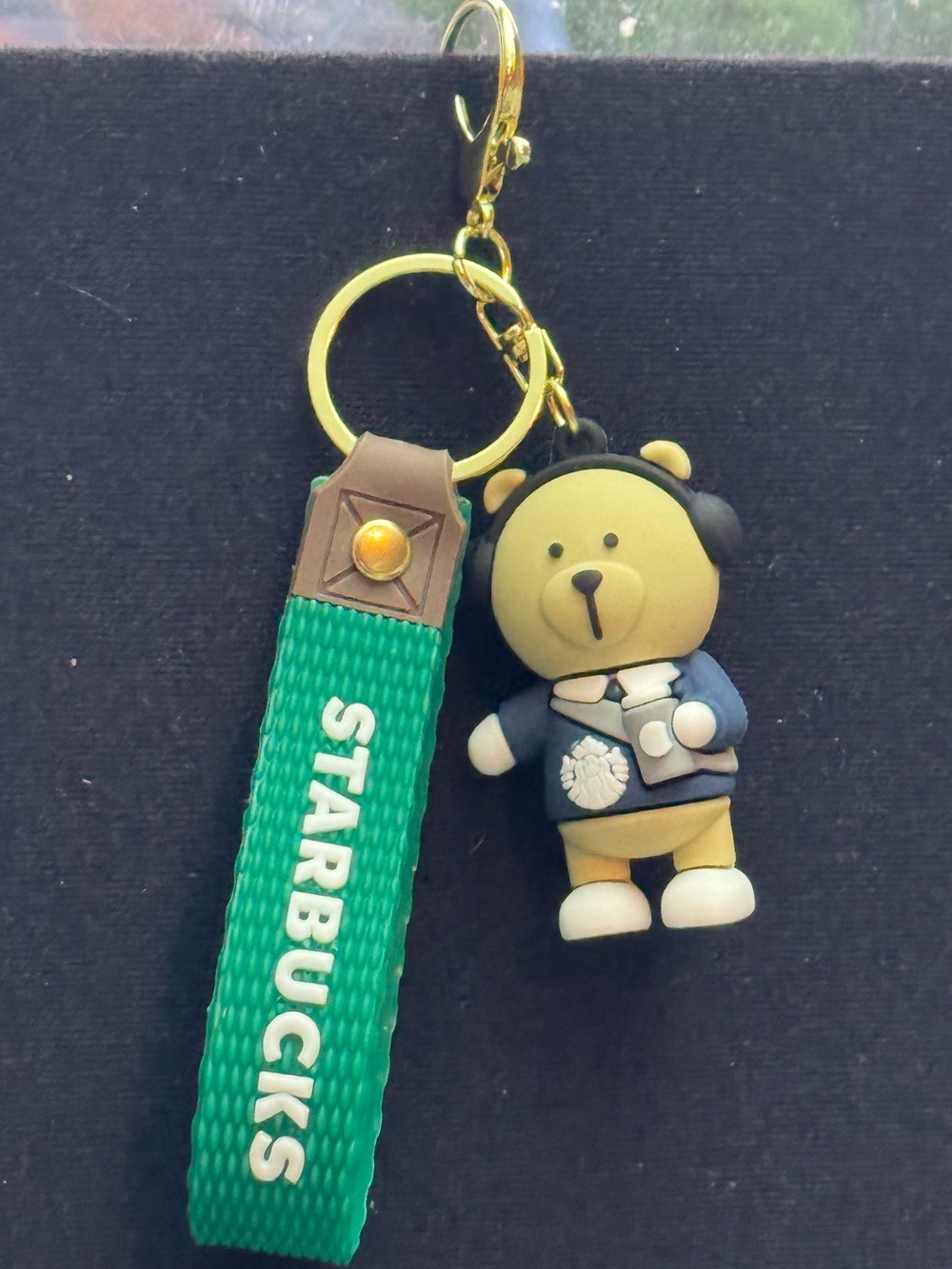 NWOT Blue Barista Bear Keychain with Green Logo Strap - Picture 4 of 11